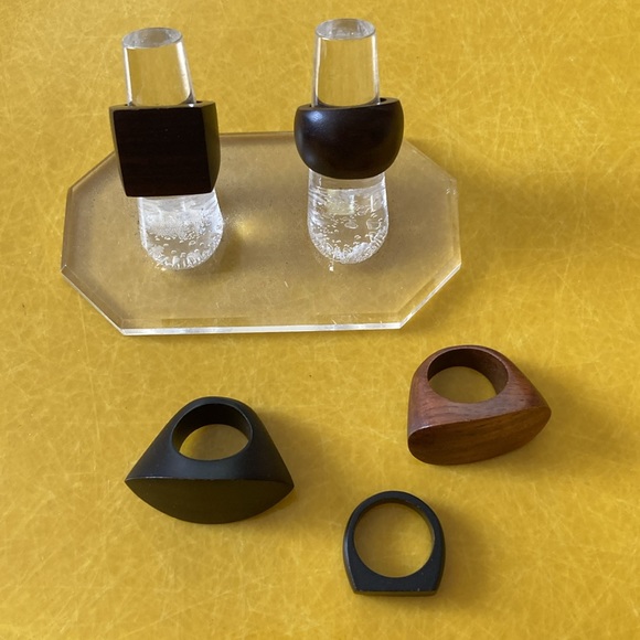 Bundle of five handmade wood wooden rings - Picture 4 of 8